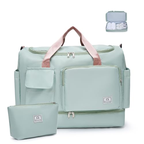 Image of Small Gym Bag for Women, Travel Duffle Bag Carry On Weekender Bag with Shoe Compartment