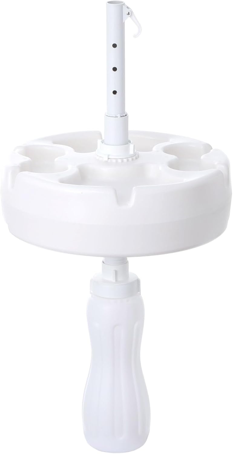 Floating Umbrella Stand with Table Tray and Cup Holder for Beverage Drinks Snacks for Beach Umbrella Shades up to 4 Pounds Summer Swimming Pool