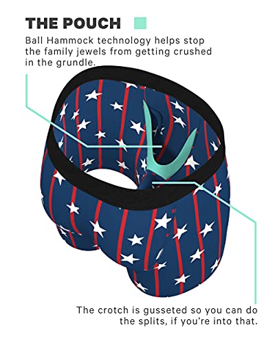 Ball Hammock Mens Boxer Briefs With Pouch | Mens Underwear With Fly | Anti-Chafing, Moisture Wicking, Breathable, Bulge Enhancer, Scrotal Support | Us Small Stars & Stripes #TOP1