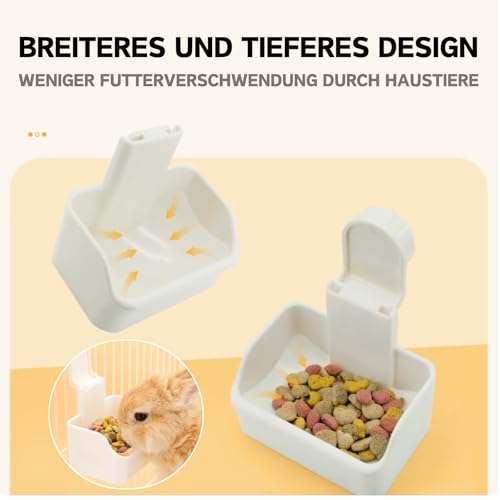 Kaninchenschüssel, 2-in-1 Hängende Schüssel für Kleine Hundekäfige - Abnehmbare Futter- und Wasserschüssel für Welpen, Katzen, Kaninchen, Meerschweinchen (Rosa)