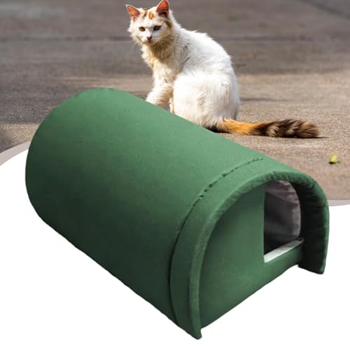 ShengQuanHao Warmes Katzenbett Aus Oxford Gewebe, Vielseitiges Versteck für Draußen, Warmer Zwinger für Park, Garage, Garten, Kleintiernest, GrÜn, 50x32x32cm-6