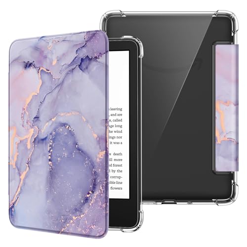 Funda Kindle 6 contra arañazos con tapa magnética inteligente lila mármol