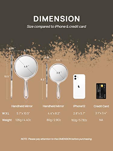 Omiro Hand Mirror, Double-Sided Handheld Mirror 1X/3X Magnifying Mirror With Handle, Set Of 2 (Clear) #TOP2