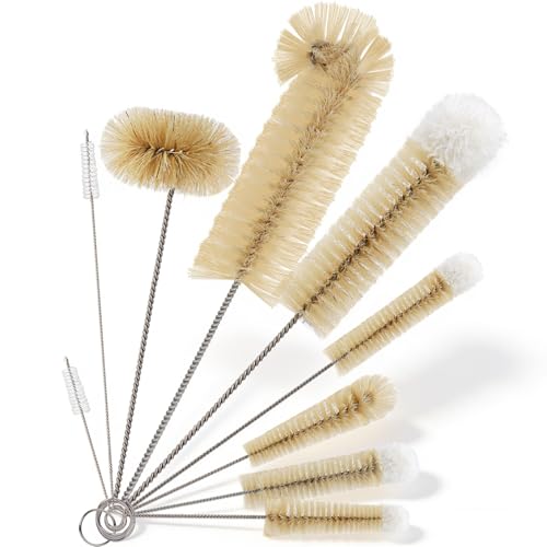 MASTERTOP Set 9 Goupillons à Bouteille Ecouvillon à Bouteille Longues, Lot Brosses de Nettoyage pour Biberon, Tasse, Verre, Paille, Thermos et Divers Récipients