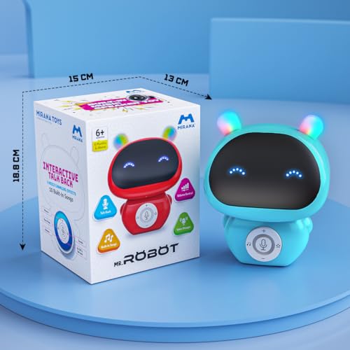 Image of Mirana Mr. Robot | Smart Interactive Talkback Toy for Kids | USB Rechargeable Type-C | in-Built Music | Best Gift for Boys & Girls 2 3 4 5 6 7 8+ Years (Blue)