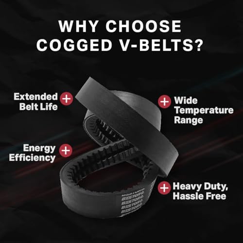 Image of BESTORQ AX26 Cogged V-Belt, Raw Edge X5 EPDM V-Belt, Black, 28 inch Outside Circumference x .51 inch Width x .34 inch Height, Pack of 1