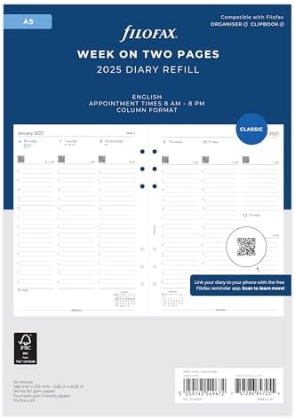 Amazon.com : Filofax A5 Week on two pages column format English 2025 ...