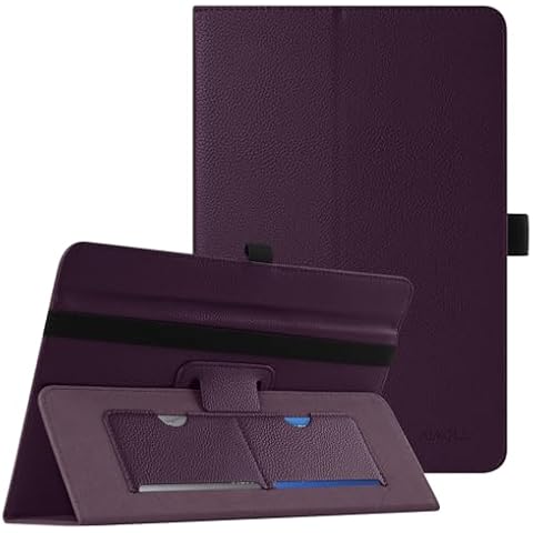 Universal 9-10.1 Inch Tablet Case, Universal case for 10.1 Inch Android Tablet,Protective Folio Stand Android Case for 9 10 10.1 10.2 10.5 Inch Tablet with Hand Strap and Cards Slots，Purple Cover