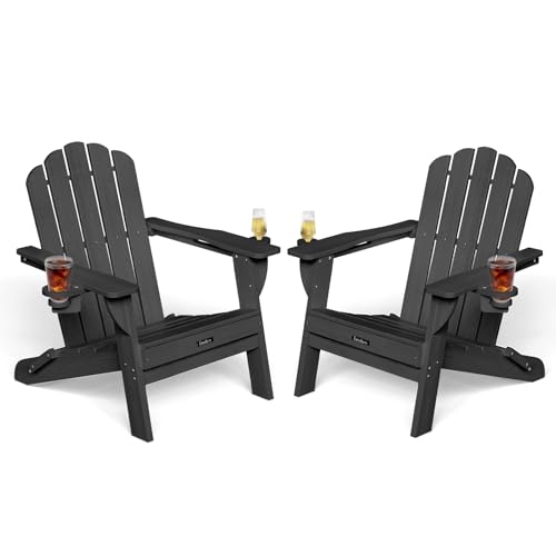 Eesdom Adirondack Chair Set of 2, 5-Slatted All-Weather...