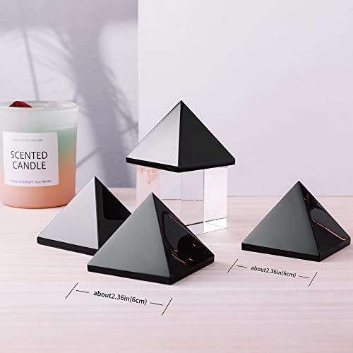 Image of Runyangshi Natural Black Obsidian Crystal Pyramid Energy Generator | 2.36x2.36in (6x6cm) Healing Crystal Pyramid for Protection & Positive Energy | Natural Quartz for Chakra Reiki Home Decor