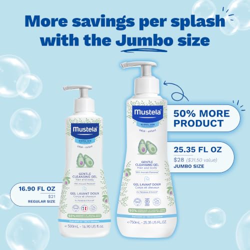 Image of Mustela Gentle Cleansing Gel - Baby Wash for Delicate Skin and Hair - Newborn-Safe Cleanser - Made with with Natural Avocado Perseose - 1 or 2-Pack - Various Sizes