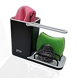 Organizador Fregadero 3 en 1 de Plastico ABS Fácil De Limpiar - Soporte Estropajo Fregadero con Compartimentos y Colgador Estropajo Fregadero - Organizador Fregadero Cocina Negro y Blanco.