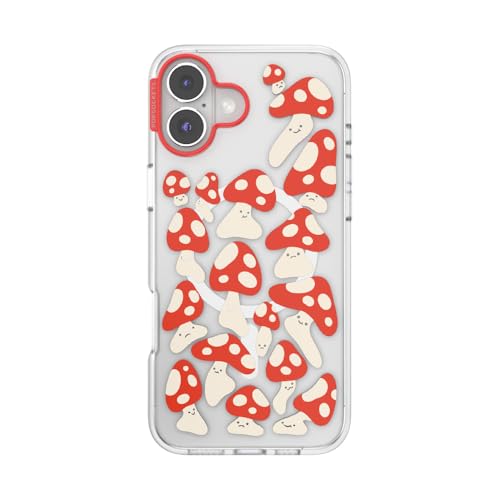 PopSockets iPhone 16 Plus Case Compatible with MagSafe, Phone Case for iPhone 16 Plus, Wireless Charging Compatible, Case Only - Red Shrooms