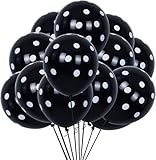 TONIFUL 100pcs Black and White Polka Dots Balloons 12inch large Polka Dot Latex Party Balloons for Wedding Birthday Party Festival Decoration Halloween Supplies