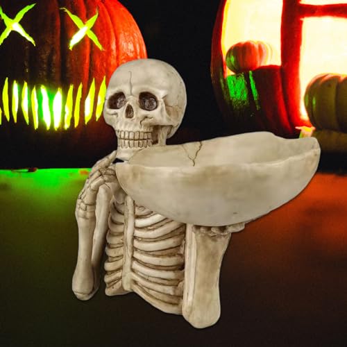Halloween Crânio Cesta Armazenamento Resina Artesanato Esqueleto Frutas Servindo Bandeja Jóias Anéis
