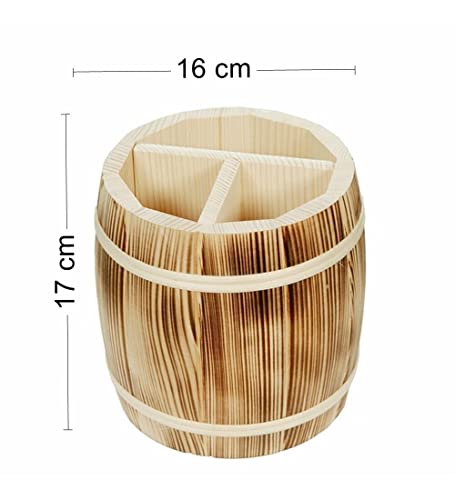 COLLECTOR Wooden barrel-shaped kitchen organizer Utensil Crocks - Burned, Natural Light Wooden - Image 3