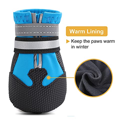 Dimicoo Winter Dog Boots Neoprene Nonslip Rubber Sole For Snow Blue S (Pack Of 4) #TOP1