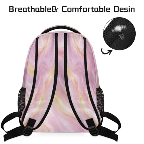 Mochila escolar para estudiantes ligera estilo mármol lavanda 4