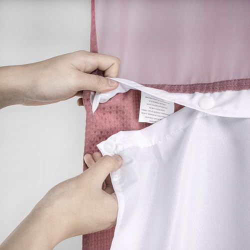 River Dream Heavyweight No Hooks Required Dotted Waffle Weave Shower Curtain with Snap in Liner - 71W x 74H,Hotel Grade,Spa Like Bath Curtain,Pale Mauve by River Dream - Image 6