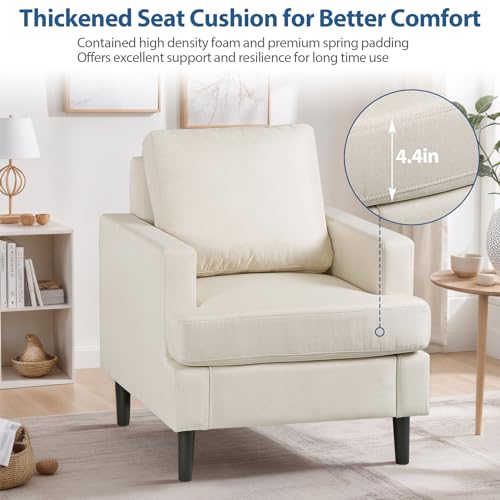 Sillón plegable tela lino Beige miniatura 3