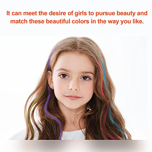 Foto von VIKSAUN 30 Stück Bunte Haarsträhnen mit Haarclips,Geflochtene Haar Geflecht Extensions Anhänge mit Neon Snap, für Geburtstagsfeierbevorzugungen und Kinder Haarschmuck