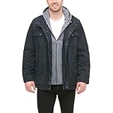 Levi's Men's Washed Cotton Hooded Military Jacket, Navy/Sherpa Lined, 3X-Large Tall