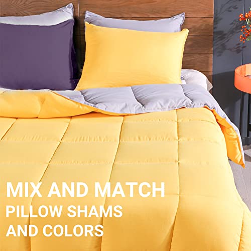 Kasentex 7-Piece Bed In A Bag Down Alternative Comforter With Duvet Cover All Season Bedding Sets With Yellow/Grey Comforter, Purple Duvet Cover, Matching Pillow Shams And Throw Blanket - King Size #TOP3