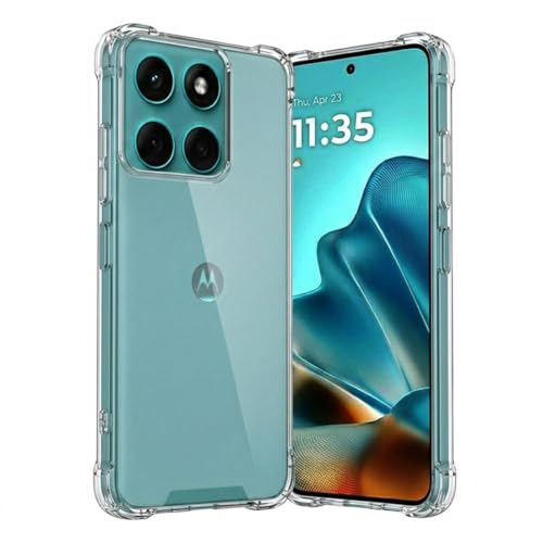 Image of Fashionury Clear Back Cover Case for Motorola Moto Edge 60 Fusion 5G | Anti-Yellow Acrylic Hard Back + Soft TPU Bumper | Shockproof 360 Protection | Slim Transparent Bumper Case (Clear)