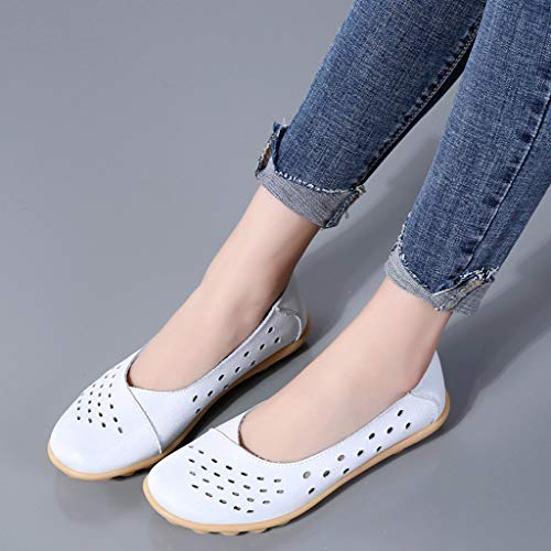 Fainosmny Sandals Shoes for Women\'s Breathable Casual Hole Shoes Large Size Peas Shoes Daily Flat Shoes White - Thumbnail 5