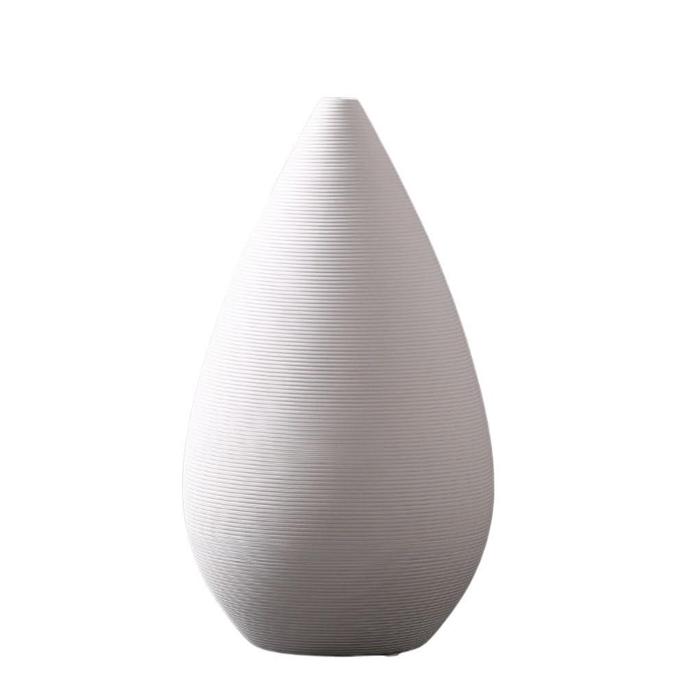 flower vase Vintage Oval White Ceramic Vase Living Room Decoration Flower Arrangement(Large)