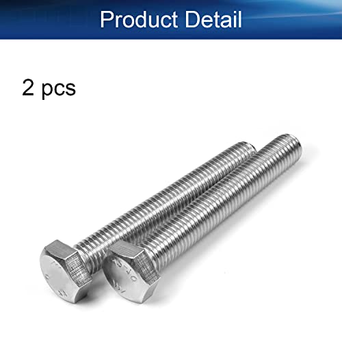 Image of Heyiarbeit M14 Hex Bolt M14-2 x 100mm UNC Hex Head Screw Bolts 304 Stainless Steel Fully Threaded Hex Tap Bolts 2pcs