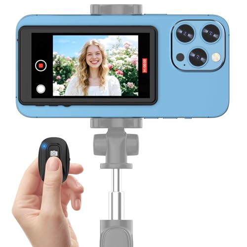 Selfie Monitor Screen iPhone, Vlog Magnetic 4K 30fps Video Recording for iPhone & Android, Wireless Screen Mirroring with Remote Control, Content Creator Essentials, Live Stream & TikTok