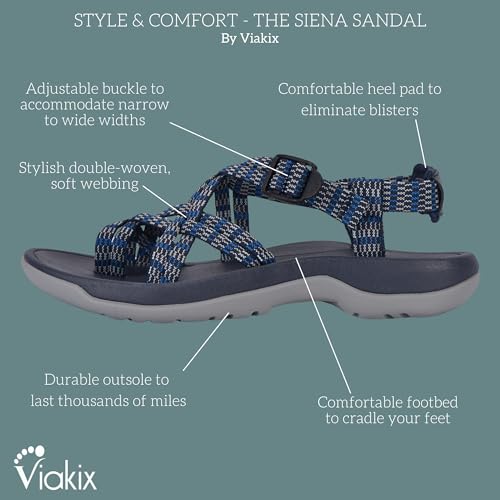 Image of Viakix Womens Walking Sandals: Cute Stylish Comfy Athletic Sport Outdoor Hiking Sandal for Trekking Water Wide Width Beach