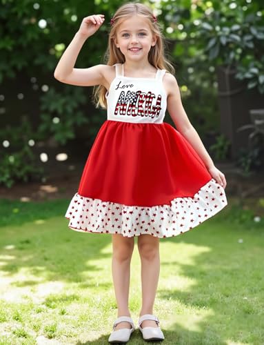 Toddler Girls 4th of July Dress Sleeveless Independence Day Outfit Baby American Flag Patriotic Dresses 2-7T3