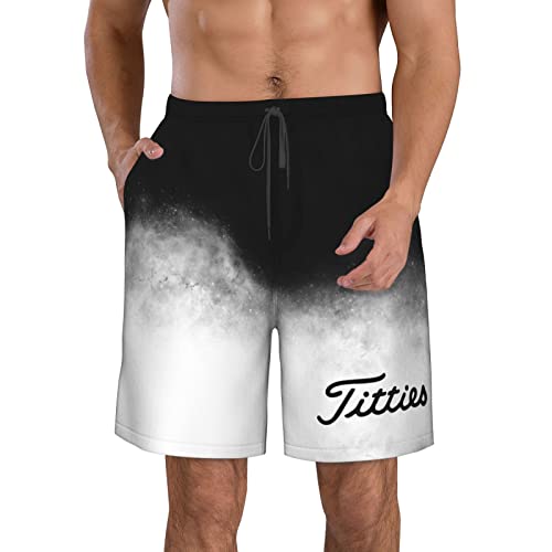 PAUPPY Titties Golf Funny Golfing Gift Men's Swim Trunks Summer Beach Shorts Swimsuit Sports Shorts Men's Swimwear - 3X-Large White