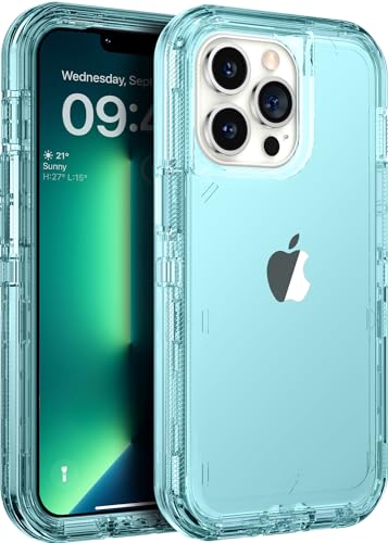 ORIbox for iPhone 13 Pro Max/12 Pro Max Case Blue, [10 FT Military Grade Drop Protection], Transparent Heavy Duty Shockproof Anti-Fall Case for iPhone 13/12 Pro Max,6.7 inch,3 in 1, Crystal Blue