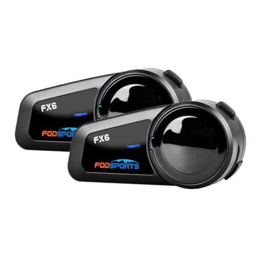 Fodsports FX6 Intercomunicador Casco Moto Bluetooth, Sistema Intercomunicador 6 Motoristas, Manos...