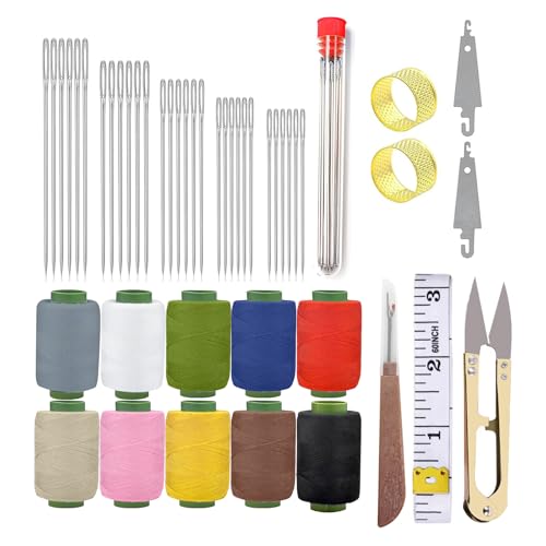 Obear 43-Piece Sewing Kit for Adults and Beginners Big Eye Stainless Steel Sewing Needles Kit for Hand Sewing with Needle Threader and Seam Ripper