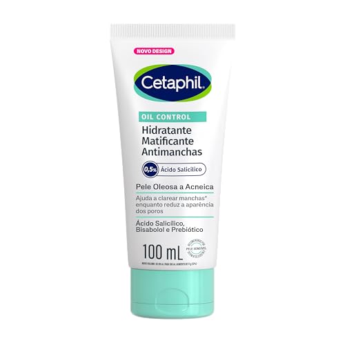 Cetaphil Oil Control Hidratante Matificante Antimanchas Facial para Pele Oleosa a Acneica 100ml - Antioleosidade, Uniformiza tom da Pele com Ácido Salicílico