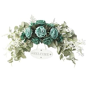 MOTUZP 29.5inch Floral Swag, Colorful Mixed Spring Floral Door Lintel Decorative Swag, for Wedding Arch Home Garden Decor (A8) Garden Decor (A8) Swag with Peony Flowers and Eucalyptus Leaves, Fr
