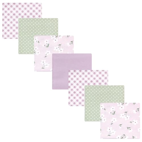 Image of Hudson Baby Unisex Baby Cotton Flannel Receiving Blankets Bundle, Purple Dainty Floral, One Size