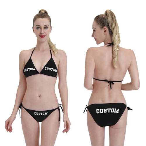 Custom Bikini Add Text Photo Logo,Personalized Bikini Set Customized Two Piece Swimsuit Bathing Suits for Women Gift3