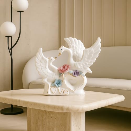 Image of Xtore Modern Swan with Multicolour Flower Design for Home Decor (Pack of 1, White)