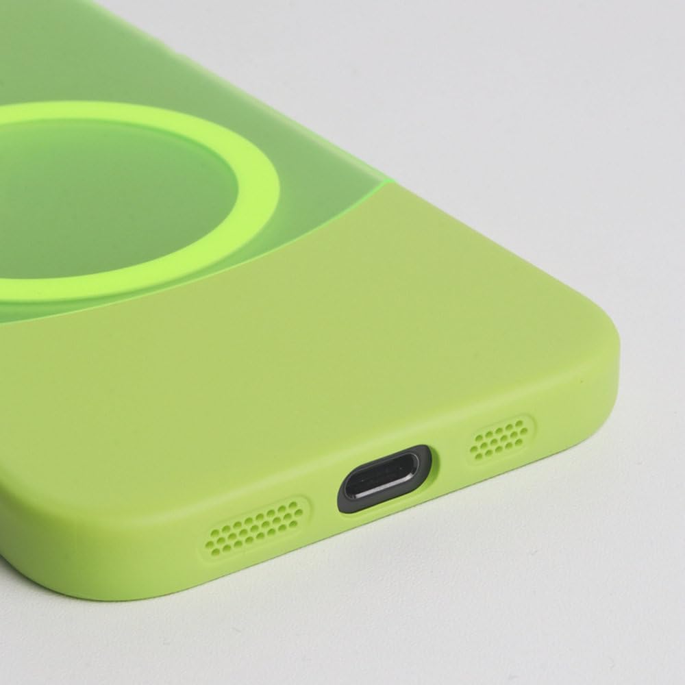 Ultracienkie matowe etui 2 w 1 do iPhone'a 16, 16Pro Max, 15, 15Pro, 14, 13, 12, z matowym etui do ładowania bezprzewodowego, fluorescencyjne zielone, do iPhone'a 16 Pro
