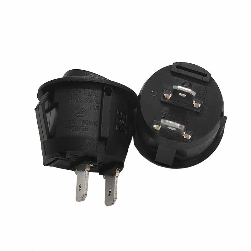 2PC円形ボート型スイッチ2ピン2ポジション黒RK2-13取り付け穴20MM 10A250V