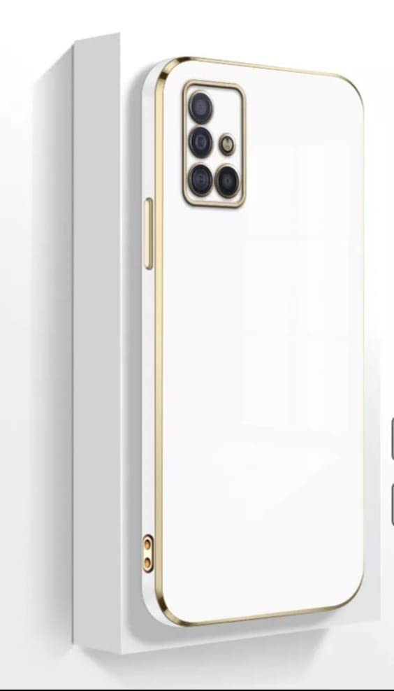 Apurb Store for Samsung Galaxy M31s Plating Square Gold Frame Phone Case Luxury Soft Silicone Back Cover (for Samsung Galaxy M31s, White)