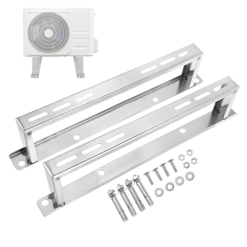 Soporte de aire acondicionado de acero inoxidable para soporte de condensador mini dividido, base de soporte de tierra resistente para unidades de bomba de calor de CA de 9000-36000 BTU