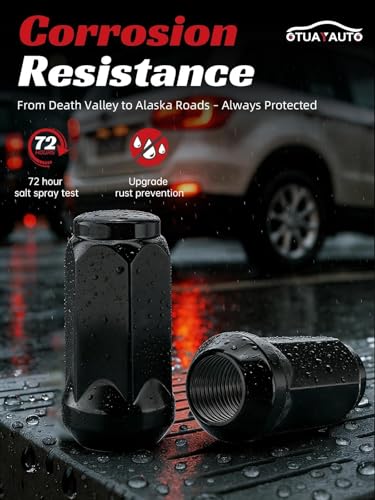 Image of OTUAYAUTO 9 /16-18 - 32PCS Black Closed End Bulge Acorn Lug Nuts, Cone Seat, 19mm Hex, Replacement for 2002-2010 Dodge Ram 1500, 1994-2010 Ram 2500 /3500, Ford E-150, E-250, E-350 Lug Nuts