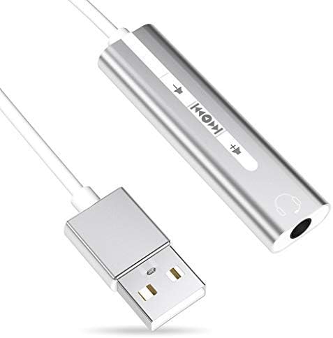 USB Sound Card External Converter USB Audio Adapter with 3.5mm Aux Stereo for Headset, PC, Laptops, Desktops, PS4, Windows, Mac, and Linux- HiFi Magic Voice 7.1CH, Silver