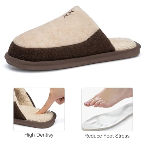 Image of GOEWY Mens Two-Tone House Slippers with Memory Foam Cozy Warm Slip On House Shoes for Indoor Outdoor Gifts for Men Him Dad